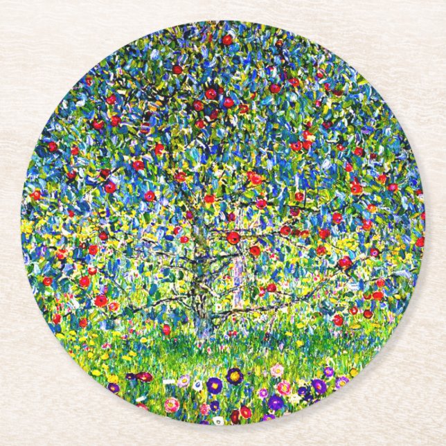Posavasos Redondo De Papel Gustav Klimt Apple Tree (Anverso)