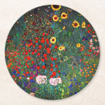 Posavasos Redondo De Papel Gustav Klimt Flower Garden<br><div class="desc">Astras de papel con pintura al óleo de Gustav Klimt en el jardín de la granja con girasoles (1907). Un bonito jardín de girasoles y exquisitos flores azules,  rojas,  violetas,  rosas y blancas. Un gran regalo para los amantes del arte Art Nouveau y austriaco.</div>