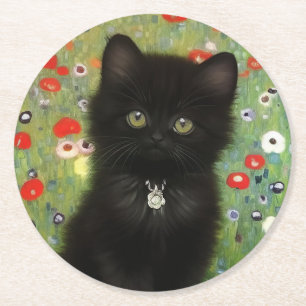 Posavasos Redondo De Papel Gustav Klimt Kitten