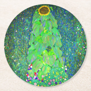 Posavasos Redondo De Papel Gustav Klimt Sunflower