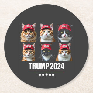 Posavasos Redondo De Papel Hacer que los gatos vuelvan a estar seguros Maga l