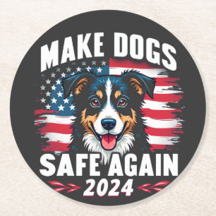 Posavasos Redondo De Papel Hacer que los perros vuelvan a estar seguros Trump