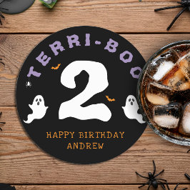 Posavasos Redondo De Papel Halloween 2º cumpleaños Terri-Boo Twos Ghost Gótic