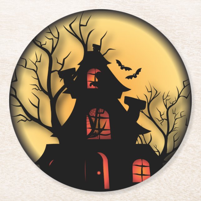Posavasos Redondo De Papel Halloween atormentado (Anverso)