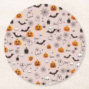 Posavasos Redondo De Papel Halloween Boo Ghost Cute
