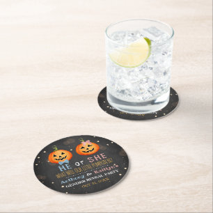 Posavasos Redondo De Papel Halloween Calabaza género revelar Fiesta