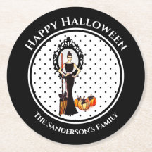 Halloween Clásico Elegante Vestido Negro Puntos de