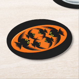 Posavasos Redondo De Papel Halloween Crows Paper Coasters