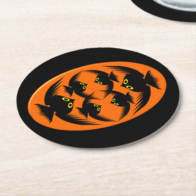 Posavasos Redondo De Papel Halloween Crows Paper Coasters (En perspectiva)