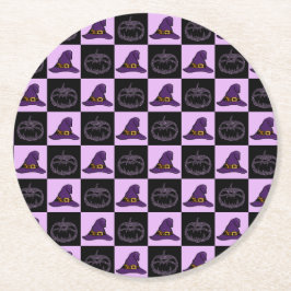 Posavasos Redondo De Papel Halloween Gorra de Brujas Calabaza Face Spookone P