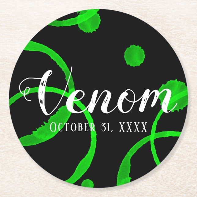 Posavasos Redondo De Papel Halloween Green Venom Slime Coaster (Anverso)
