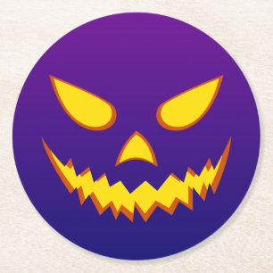 Posavasos Redondo De Papel Halloween Grinning Face Jack o Lantern Pumpkin