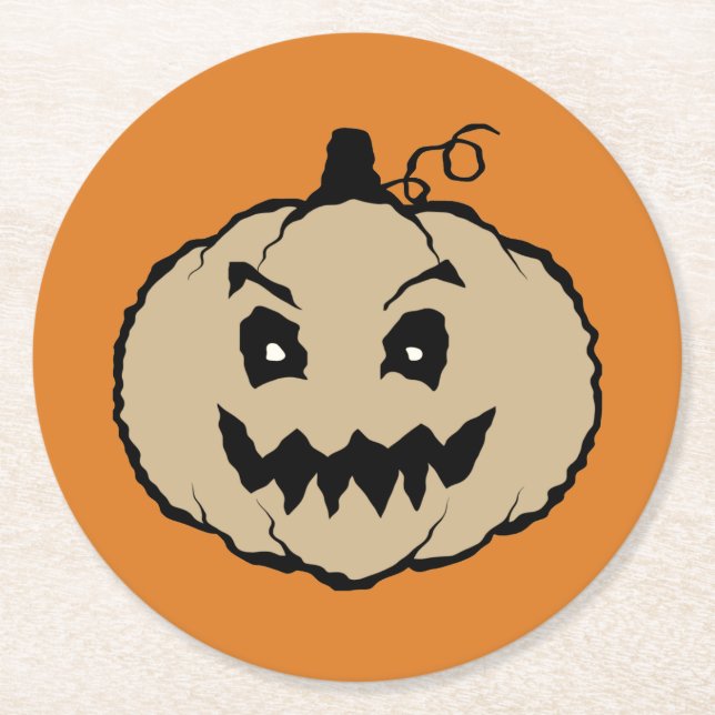 Posavasos Redondo De Papel Halloween Horror Calabaza Zombie (Anverso)