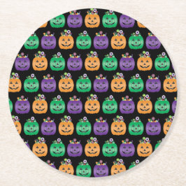 Posavasos Redondo De Papel Halloween Jack O Lantern Candy