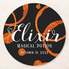 Posavasos Redondo De Papel Halloween Naranja potion Coaster