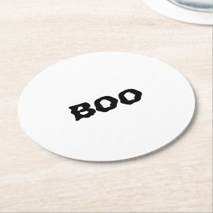 Posavasos Redondo De Papel Halloween negro y blanco espeluznante