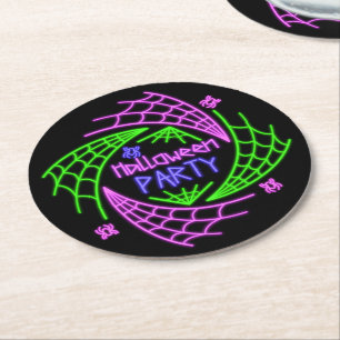 Posavasos Redondo De Papel Halloween Neon Glow Look Spider Fiesta web