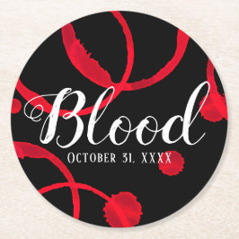 Posavasos Redondo De Papel Halloween Sangre Red Wine Stain Coaster