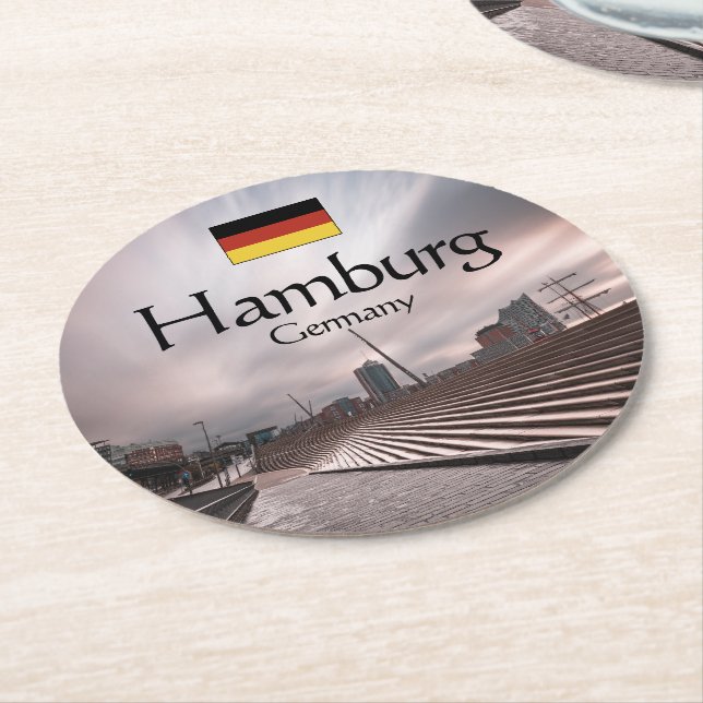 Posavasos Redondo De Papel Hamburgo Alemania (En perspectiva)