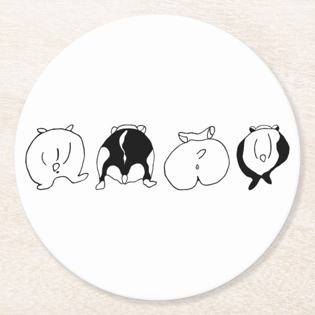 Posavasos Redondo De Papel Hamster Butts (Anverso)
