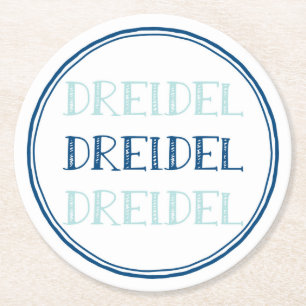 Posavasos Redondo De Papel Hanukkah Dreidel Modern