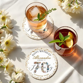 Posavasos Redondo De Papel Happy Birthday Cheers To 70 Years Photo Collage