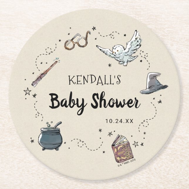 Posavasos Redondo De Papel HARRY POTTER™ Baby Shower (Anverso)