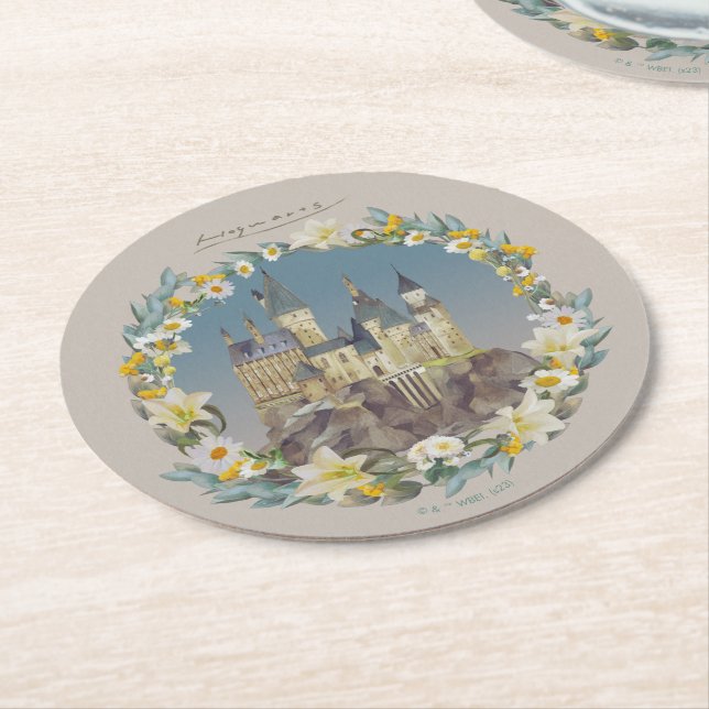 POSAVASOS REDONDO DE PAPEL HARRY POTTER™ | CASTILLO HOGWARTS™ (En perspectiva)