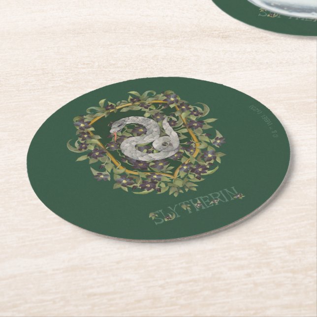Posavasos Redondo De Papel HARRY POTTER™ | Escudo SLYTHERIN™ (En perspectiva)