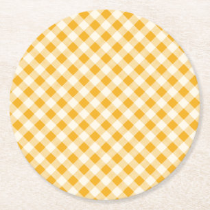 Posavasos Redondo De Papel Harvest Gold Gingham