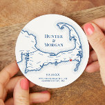 Posavasos Redondo De Papel Harwich Port MAMÁ al Boda Wychmere Beach Club<br><div class="desc">Saludos a los grandes tiempos en Cape Cod en la celebración de su boda costero con estas tiras personalizadas de papel de papel de Cape Cod. Máster de papel personalizado perfecto para su tarta de almejas de Cape Cod, fiesta de compromiso, Fiesta de bienvenida Boda, hora de cócteles o recepción...</div>