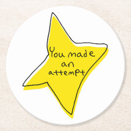 Posavasos Redondo De Papel Has Intentado. Estrella Amarilla