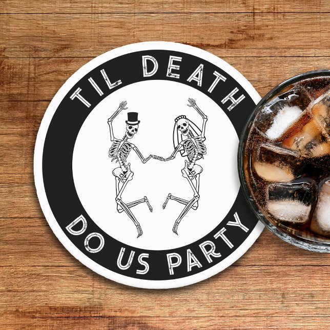 Posavasos Redondo De Papel Hasta que la muerte nos separe Fiesta Esqueleto Pa (Til Death Do Us Party Skeleton Couple Bachelorette Round Paper Coaster
)
