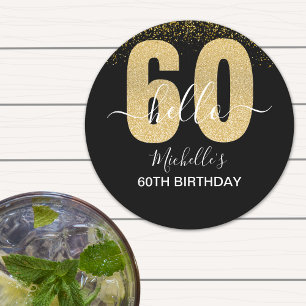Posavasos Redondo De Papel Hello 60! - Elegant 60th Birthday Woman