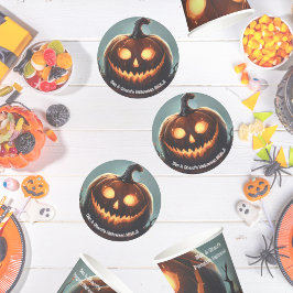 Posavasos Redondo De Papel Hells Pumpkin Halloween Party