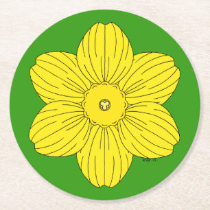 Posavasos Redondo De Papel Heraldic Daffodil