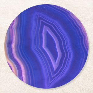 Posavasos Redondo De Papel Hermosa Agate Azul bebe galletas