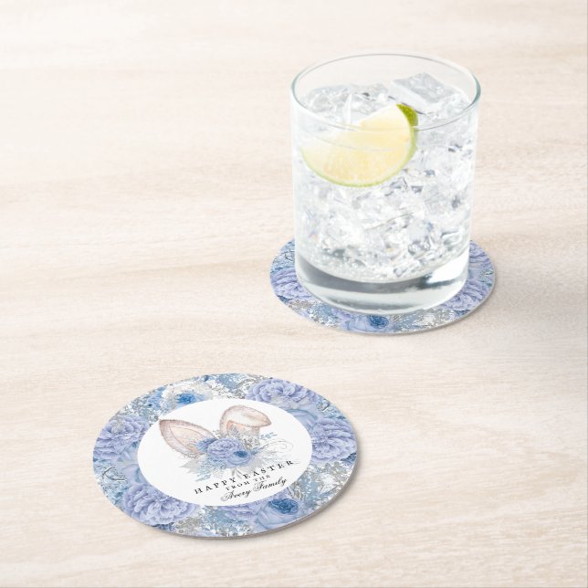 Posavasos Redondo De Papel Hermosa Pascua Azul Púrpura (In situ)