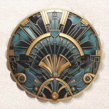 Hermoso Art Deco Oro Verde Negro Elegante