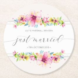 Posavasos Redondo De Papel Hermoso Boda recién casado | Papelera