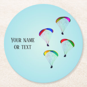 Posavasos Redondo De Papel Hermoso Paracaídas - tu nombre sobre parapente