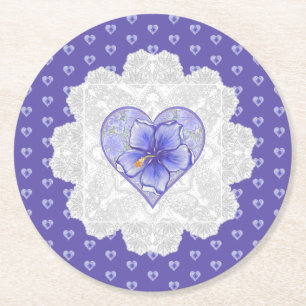 Posavasos Redondo De Papel Hibiscus & lace BLUE