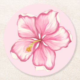 Posavasos Redondo De Papel Hibiscus & lace PINK