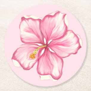 Posavasos Redondo De Papel Hibiscus & lace PINK