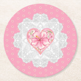 Posavasos Redondo De Papel Hibiscus & lace PINK