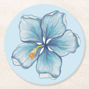 Posavasos Redondo De Papel Hibiscus & lace TURQUOISE