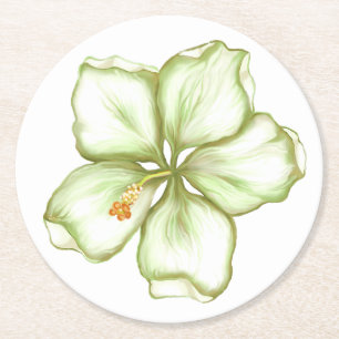 Posavasos Redondo De Papel Hibiscus & lace WHITE