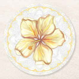 Posavasos Redondo De Papel Hibiscus & lace YELLOW