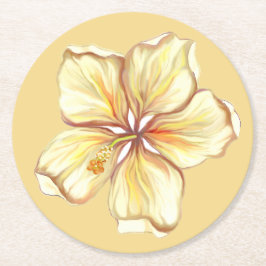 Posavasos Redondo De Papel Hibiscus & lace YELLOW