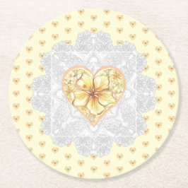 Posavasos Redondo De Papel Hibiscus & lace YELLOW